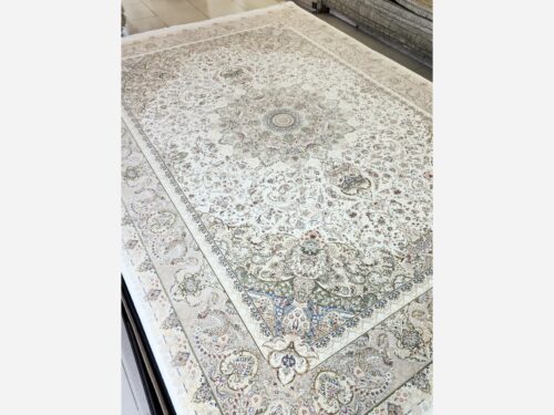 فرش خاطره کویر کاشان کد نورا کرم سفید