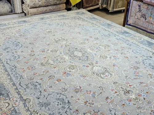فرش ماشینی 4متری بزرگمهر ماهون 12801 نقره ای