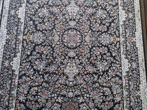 طرح: گلستان رنگ سورمه ای _1200 شانه نخ آکرولیک