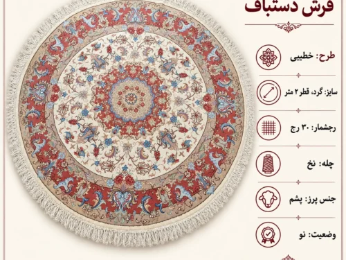 فرش دستباف گرد 30 رج آذرشهر قطر 2 - کد 77424