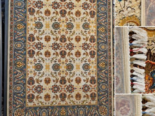 فرش پشم ماشینی گوشت‌دار ۷۰۰ شانه طرح افشان سلطان‌آباد کرم سایز دلخواه – کد 77024