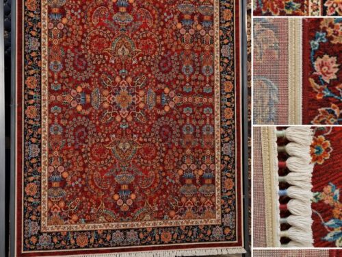 فرش پشم ماشینی گوشت‌دار ۷۰۰ شانه طرح افشان لاکی سایز دلخواه – کد 77029